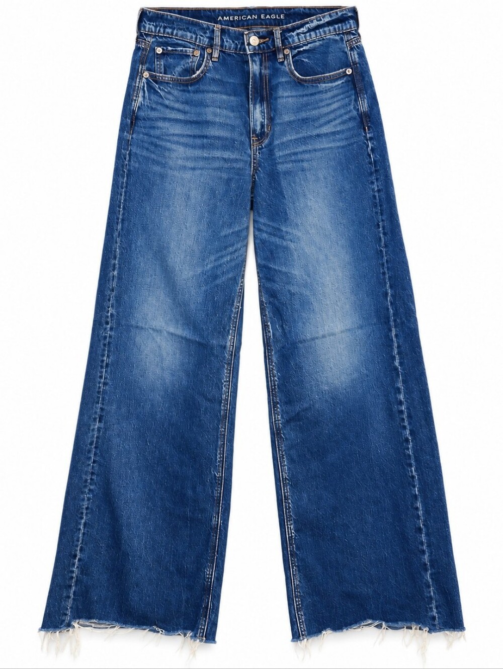 American Eagle Womens 6 Long Super High Rise Baggy Wide Leg Jeans Raw Hem